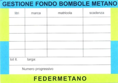 Cartellino GFBM delle Bombole di Metano